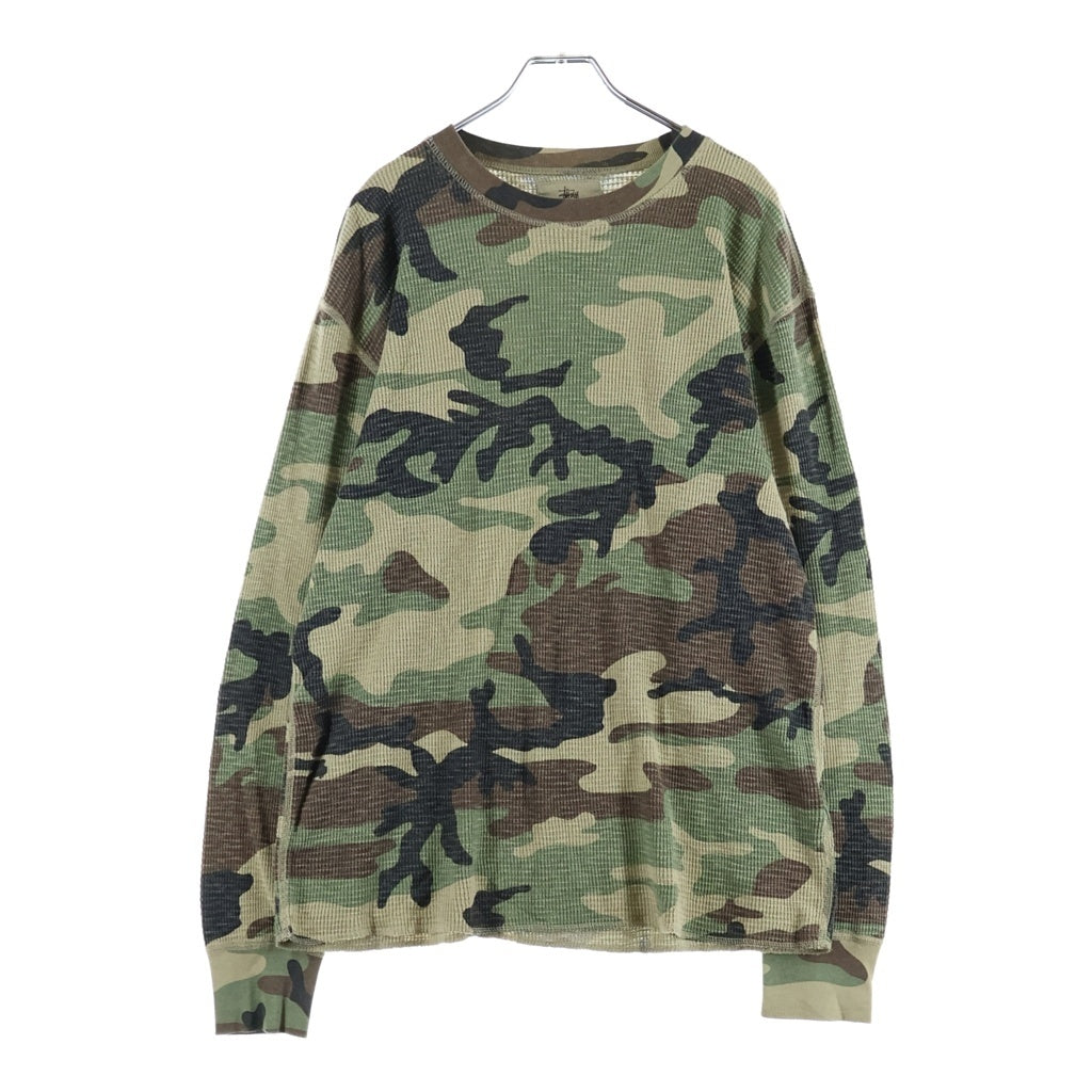 STUSSY(ステューシー) Pigment Dyed LS Thermal ピグメントダイ サーマル 迷彩 カモ 長袖Tシャツ カーキ 1140396