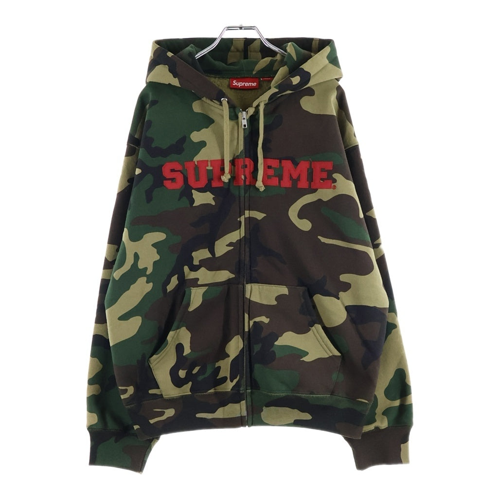 SUPREME(シュプリーム) 25AW Collegiate Applique Zip Up Hooded Sweatshirt アーチロゴ ジップアップパーカー フーディー カモ 迷彩 カーキ/ブラウン
