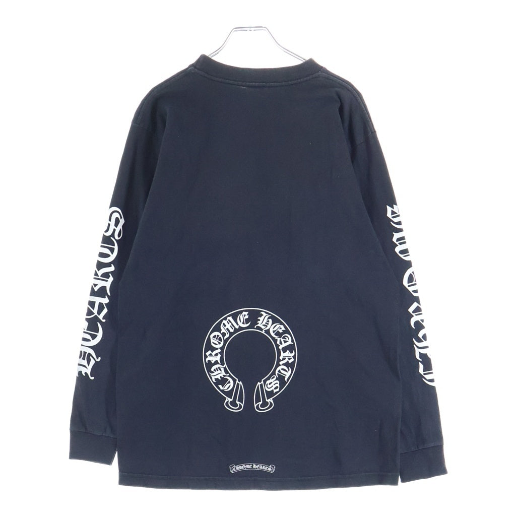 CHROME HEARTS(クロムハーツ) OLD アームロゴ バックホースシュープリント 長袖Tシャツ ロングスリーブカットソー ブラック
