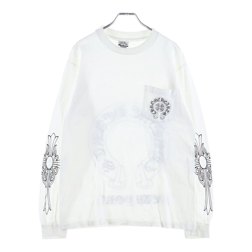 CHROME HEARTS(クロムハーツ) OLD CH NEW YORK L/S TEE オールド ニューヨーク限定 アームクロスプリント 長袖Tシャツ ロングスリーブカットソー ホワイト