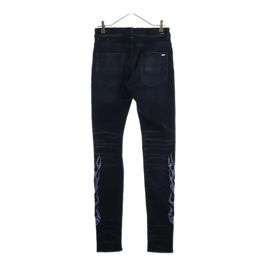 AMIRI(アミリ) ダメージ加工 スキニーデニムパンツ バンダナデザインデニムパンツ ブラック SR1PS22MDS192SAMDSI