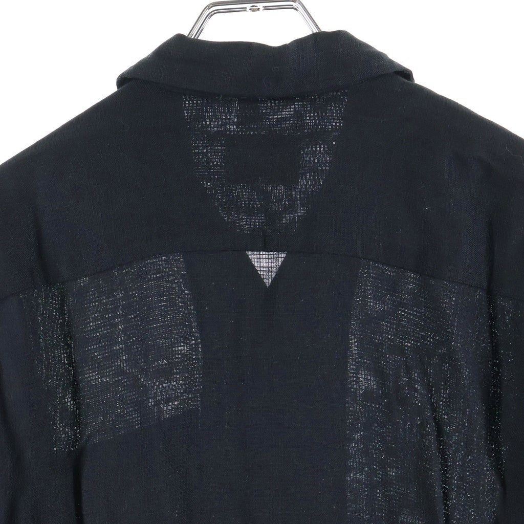 VINTAGE(ヴィンテージ) 60s Rayon Shirt レーヨンシャツ 長袖シャツ フロント刺繍 胸ポケット ブラック