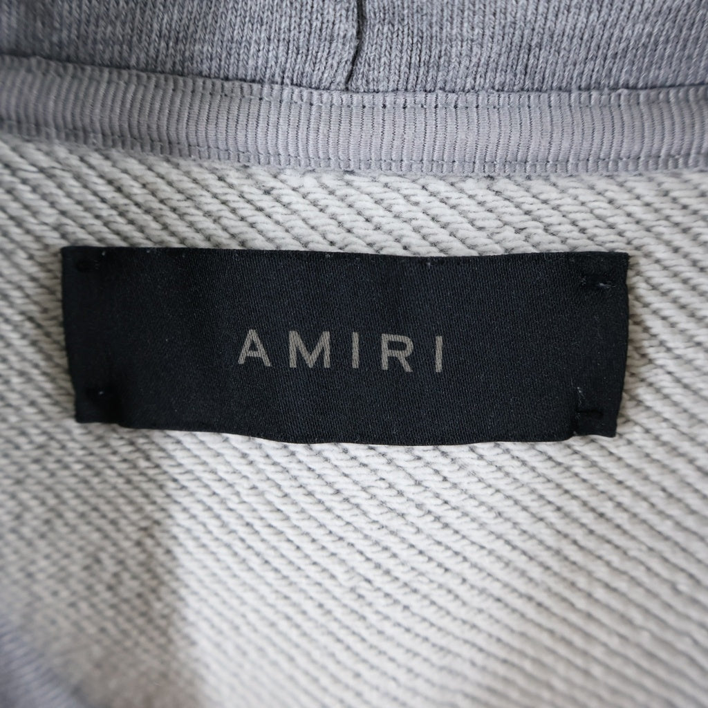 AMIRI(アミリ) 24AW MA SHOTGUN EMBROIDERED HOODIE ショットガン加工 ロゴ刺繍 プルオーバーパーカー グレー AMJYHD1041