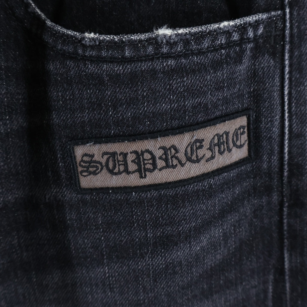 SUPREME(シュプリーム) 25AW × NUMBER NINE Patches Loose Fit Jean ナンバーナイン ダメージウォッシュ加工 ロゴワッペン ルーズフィット セルビッジ デニムパンツ ブラック