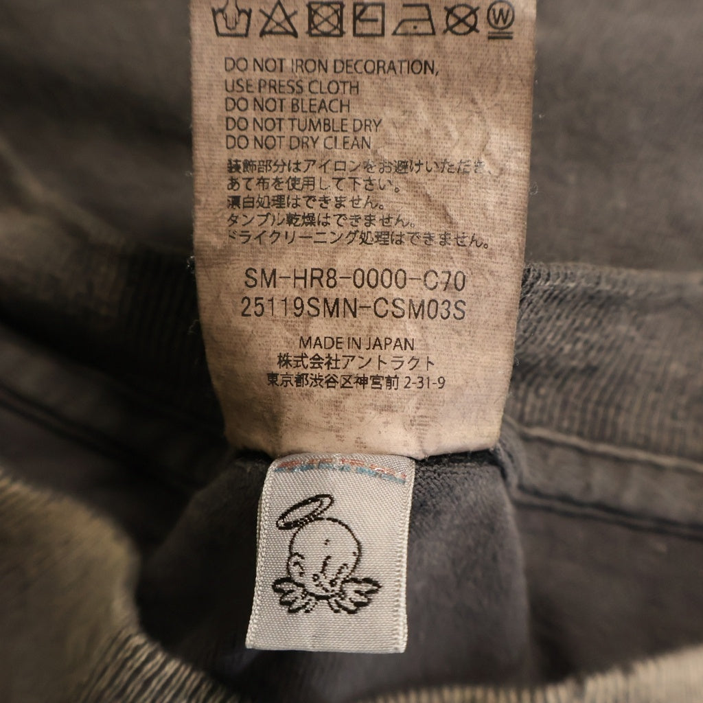 SAINT MICHAEL(セントマイケル) 25SS×NEIGHBORHOOD STHD. SS TEE FEARLESS ネイバーフッド 両面プリント ダメージ加工 半袖Tシャツ カットソー チャコールグレー SM-HR8-0000-C70/25119SMN-CSM03S
