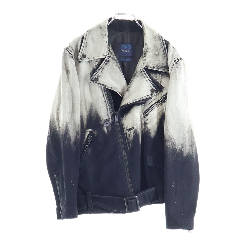 YOHJI YAMAMOTO REGULATION(ヨウジヤマモト レギュレーション) ブリーチデニム ライダースジャケット ブラック FMーJ56ー006