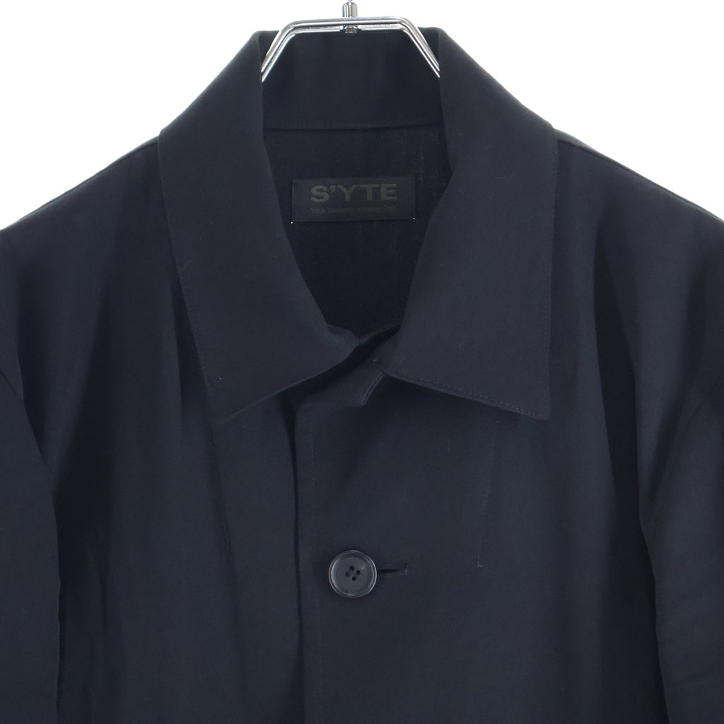 s'yte(サイト) WASHER FINISHED WOOL GABARDINE OPEN COLLAR SHORT BLOUSON ウールジャケット ブラック UY-Y02-101-1-01