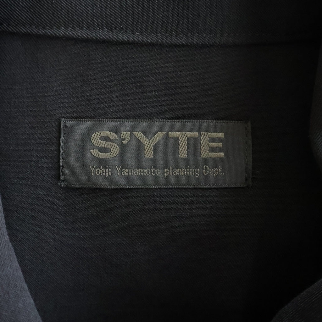 s'yte(サイト) WASHER FINISHED WOOL GABARDINE OPEN COLLAR SHORT BLOUSON ウールジャケット ブラック UY-Y02-101-1-01