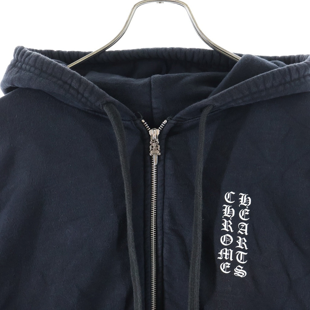 CHROME HEARTS(クロムハーツ) THERMAL SWTSHRT HD ZIP 裏地サーマル ロゴプリント ダガージップアップパーカー フーディー ブラック