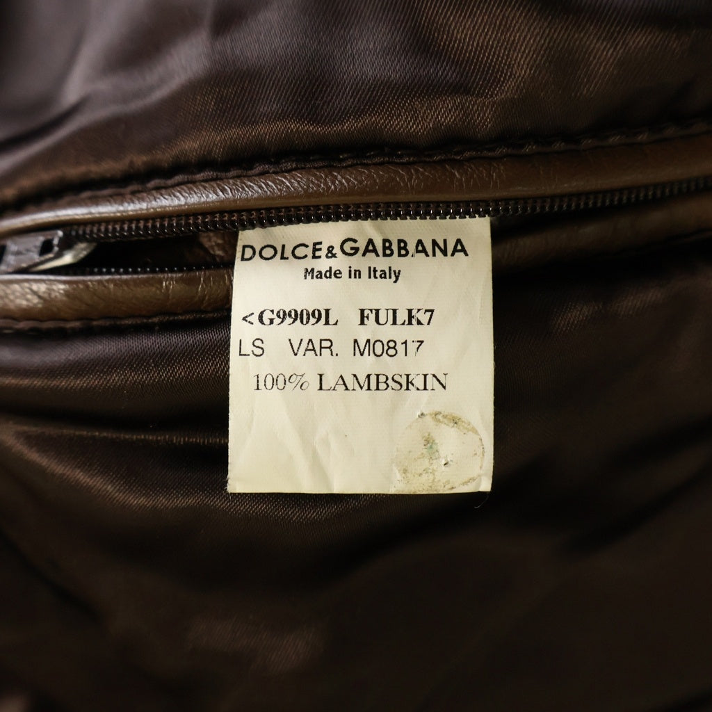 DOLCE & GABBANA(ドルチェアンドガッバーナ) LAMB SKIN JACKET ラムスキン ジャケット 5ポケット ブラウン