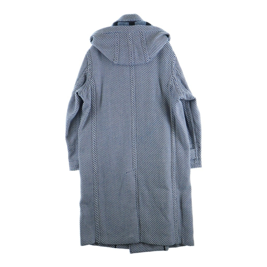 STELLA McCARTNEY(ステラマッカートニー) 千鳥格子柄 フード付き ウール ダブルコート ブルー/ホワイト