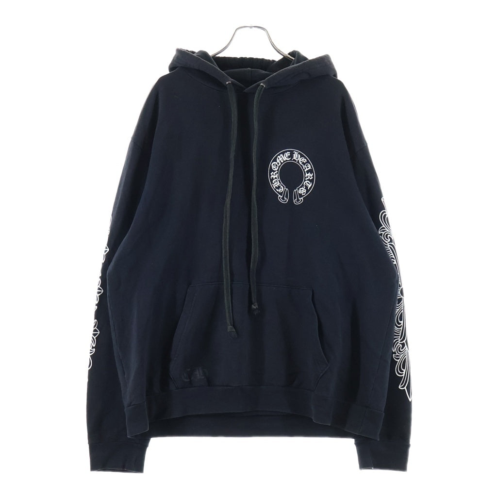 CHROME HEARTS(クロムハーツ) SWTSHRT PLVR 袖フローラル バックホースシュープリント スウェット プルオーバーパーカー ブラック
