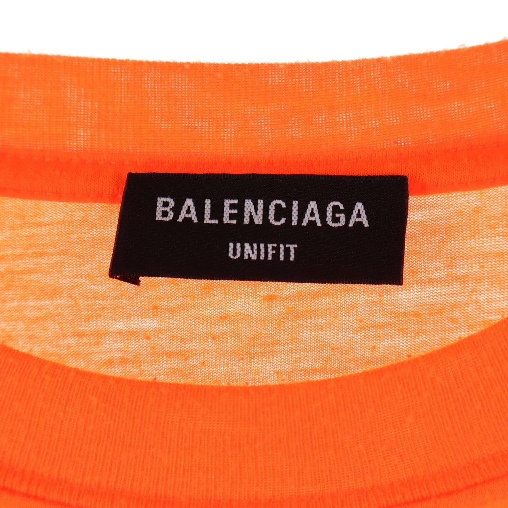 BALENCIAGA(バレンシアガ) 22SS UNIFIT HI MY NAME IS メッセージプリント グラフィックロゴ オーバーサイズ クルーネック 半袖Tシャツカットソー オレンジ 661715 TKVH5