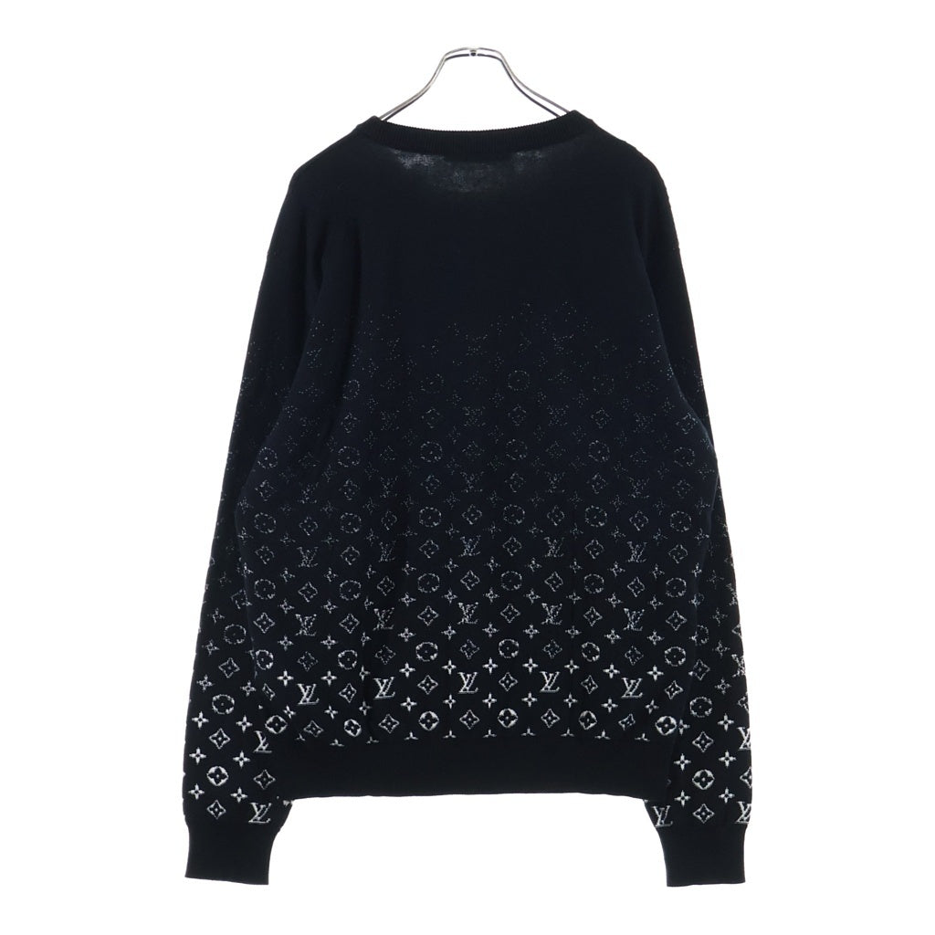 LOUIS VUITTON(ルイヴィトン) 20AW GRADIENT MONOGRAM KNIT グラデーション モノグラム総柄 クルーネックニットセーター ブラック RM202 USO HJN87W