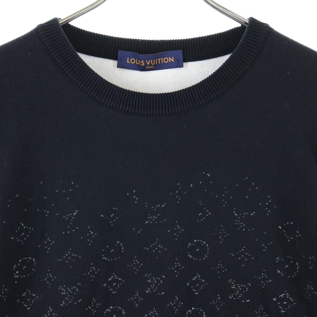 LOUIS VUITTON(ルイヴィトン) 20AW GRADIENT MONOGRAM KNIT グラデーション モノグラム総柄 クルーネックニットセーター ブラック RM202 USO HJN87W
