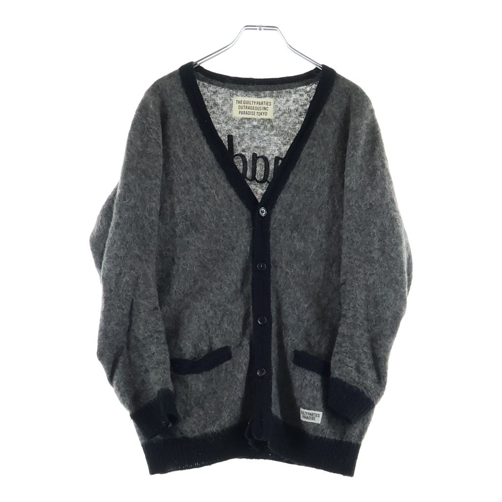WACKO MARIA(ワコマリア) 16AW WOOL CARDIGAN ウールカーディガン ギルティーパーティー バック刺繍 グレー/ブラック 16FW-WMK-KN21