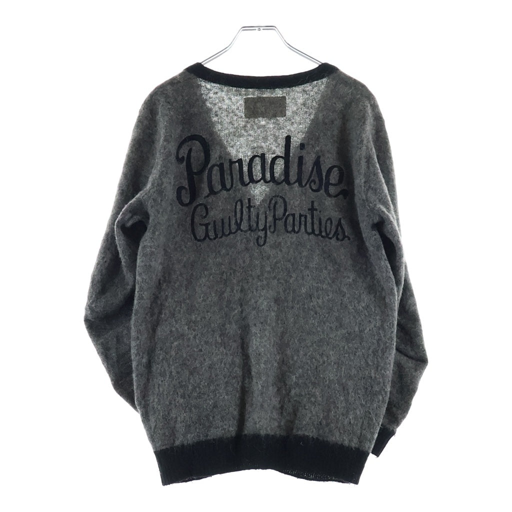 WACKO MARIA(ワコマリア) 16AW WOOL CARDIGAN ウールカーディガン ギルティーパーティー バック刺繍 グレー/ブラック 16FW-WMK-KN21
