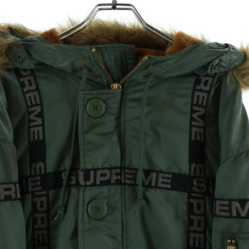 SUPREME(シュプリーム) 18AW Logo Tape N-3B Parka ロゴタイプ N-3Bパーカー ファー付き カーキ