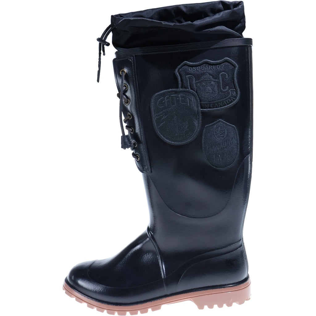 DSQUARED2(ディースクエアード) Rain Boots レインブーツ ロングブーツ ラバー パッチワーク ブラック RBM0001 17204289 2124