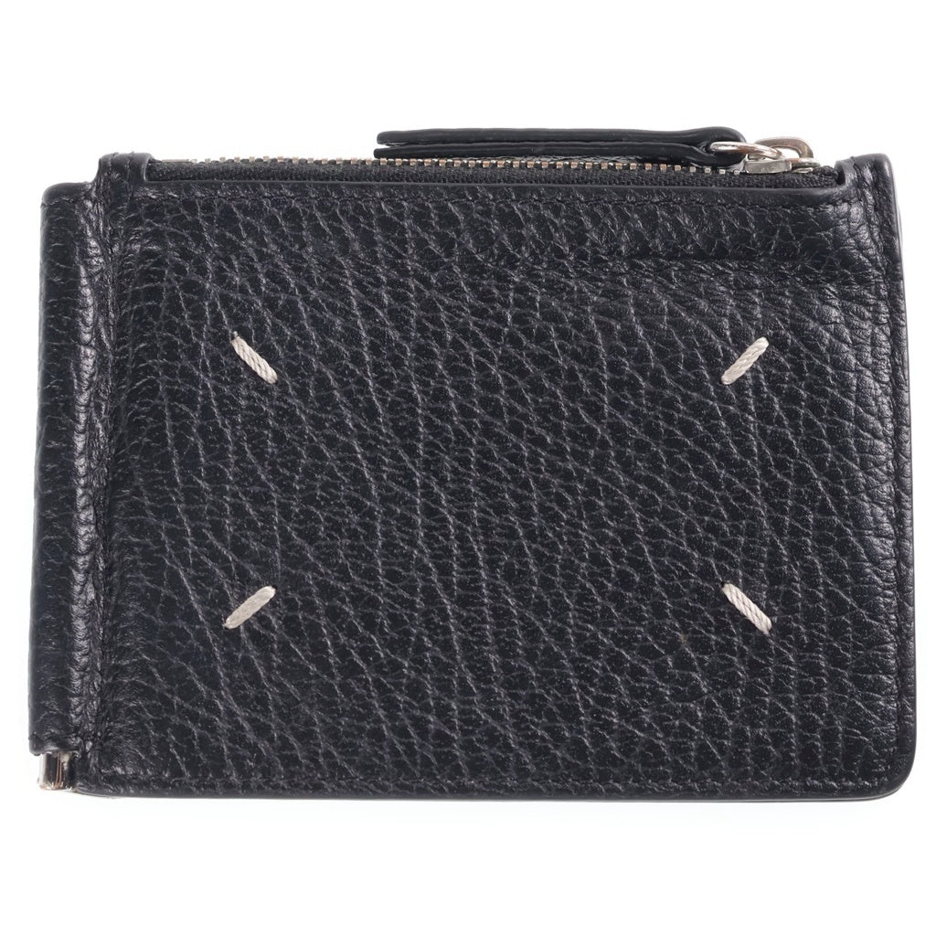 Maison Margiela(メゾンマルジェラ) 4ステッチ レザー コインケース マネークリップ付き二つ折り財布 ブラック SA1UI0022 P4455 T8013 レディース