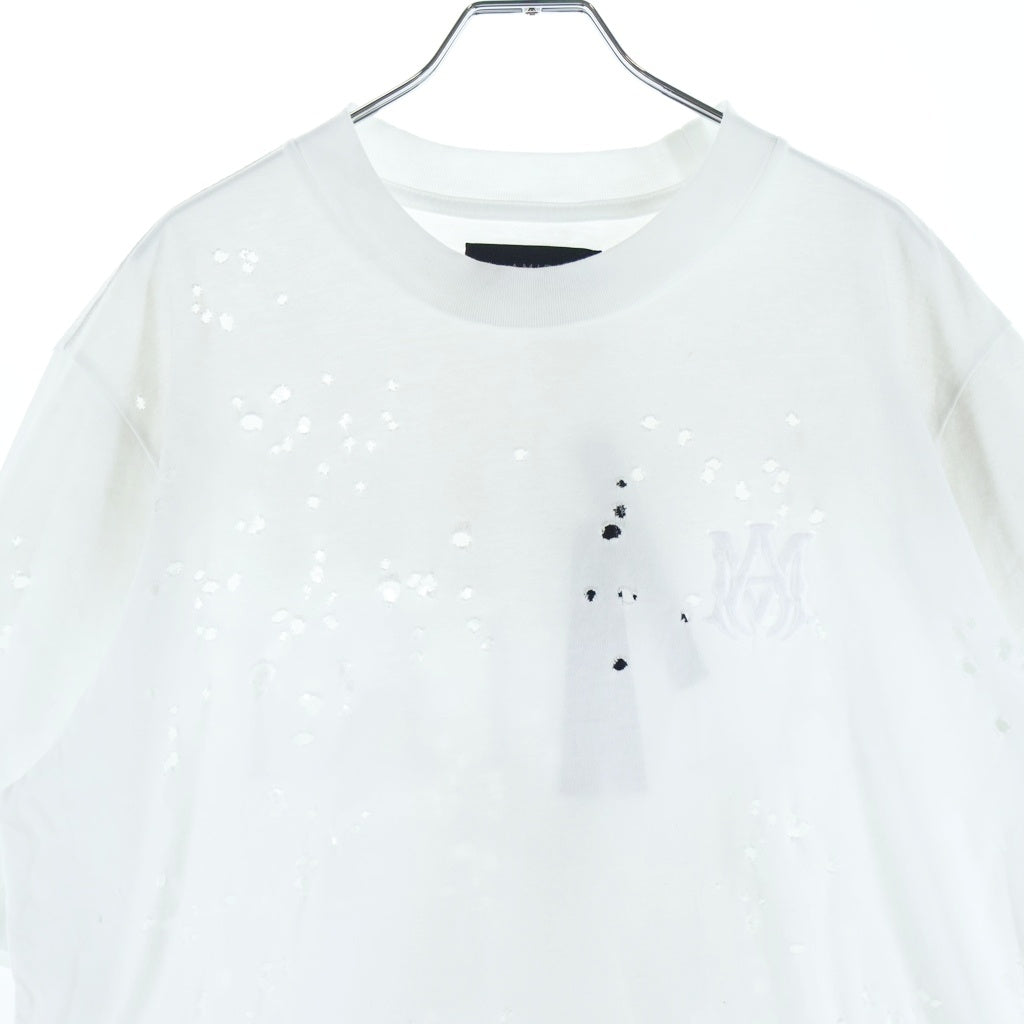 AMIRI(アミリ) 24AW Shotgun Embroidered Logo Crewneck T-Shirt MA ロゴショットガン Tシャツ 半袖カットソー ホワイト AMJYTE1059