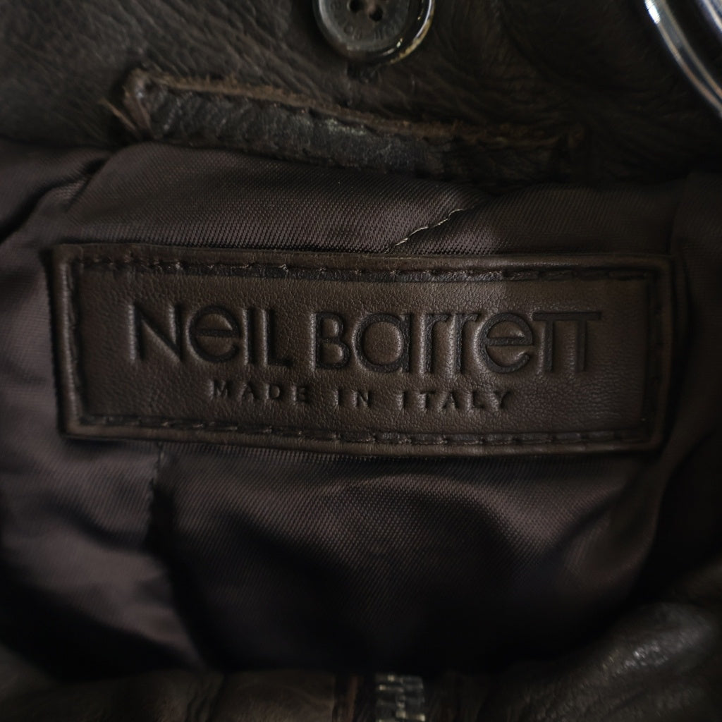 Neil Barrett(ニール バレット) マルチポケット カウレザー ジップアップ レザージャケット ブラック