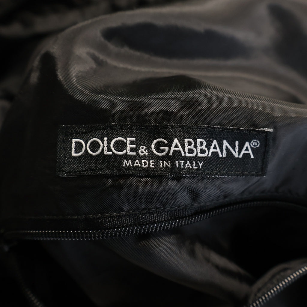 DOLCE & GABBANA(ドルチェアンドガッバーナ) 裏地ナイロン サイドライン ジップアップフーディー コットン スウェットパーカー ネイビー SP95 U7DU