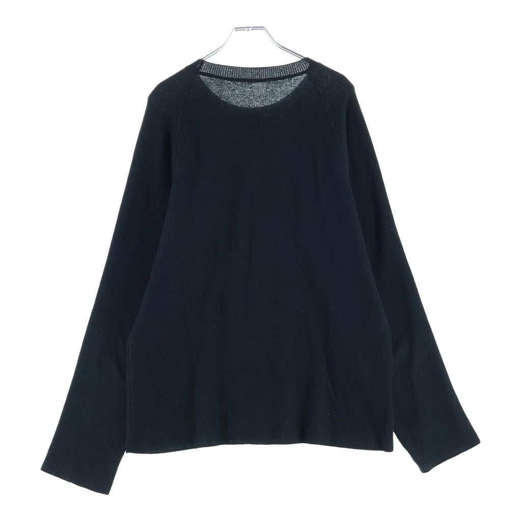 lucien pellat-finet(ルシアンペラフィネ) LEAF COTTON SWEATER カシミヤ混 リーフデザイン 長袖セーター ブラック