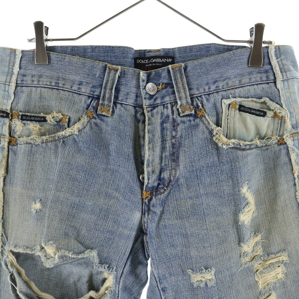 DOLCE & GABBANA(ドルチェアンドガッバーナ) 04SS 再構築 ベッカムデニム ダメージ加工デニムパンツ インディゴ TDP23 9213