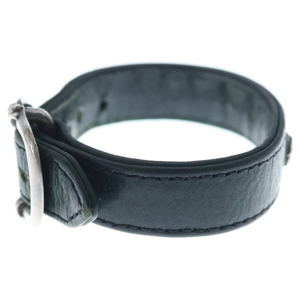 CHROME HEARTS(クロムハーツ) GUNSLINGER FLRL レザーフローラル ブレスレット ブラック/シルバー