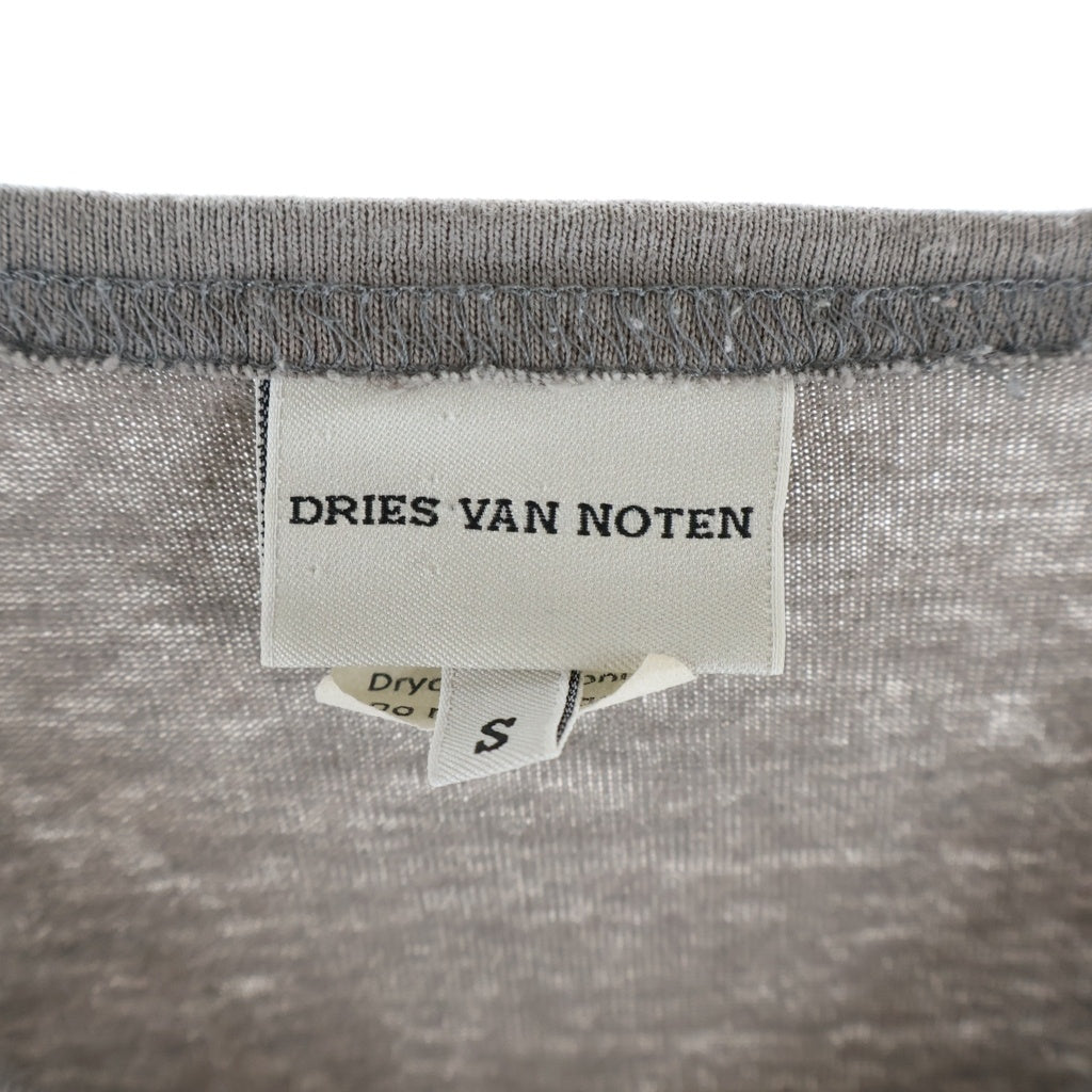 DRIES VAN NOTEN(ドリスヴァンノッテン) 90s ライカ期 リネン Vネック 素材切替 長袖セーター ベージュ 3151-7004
