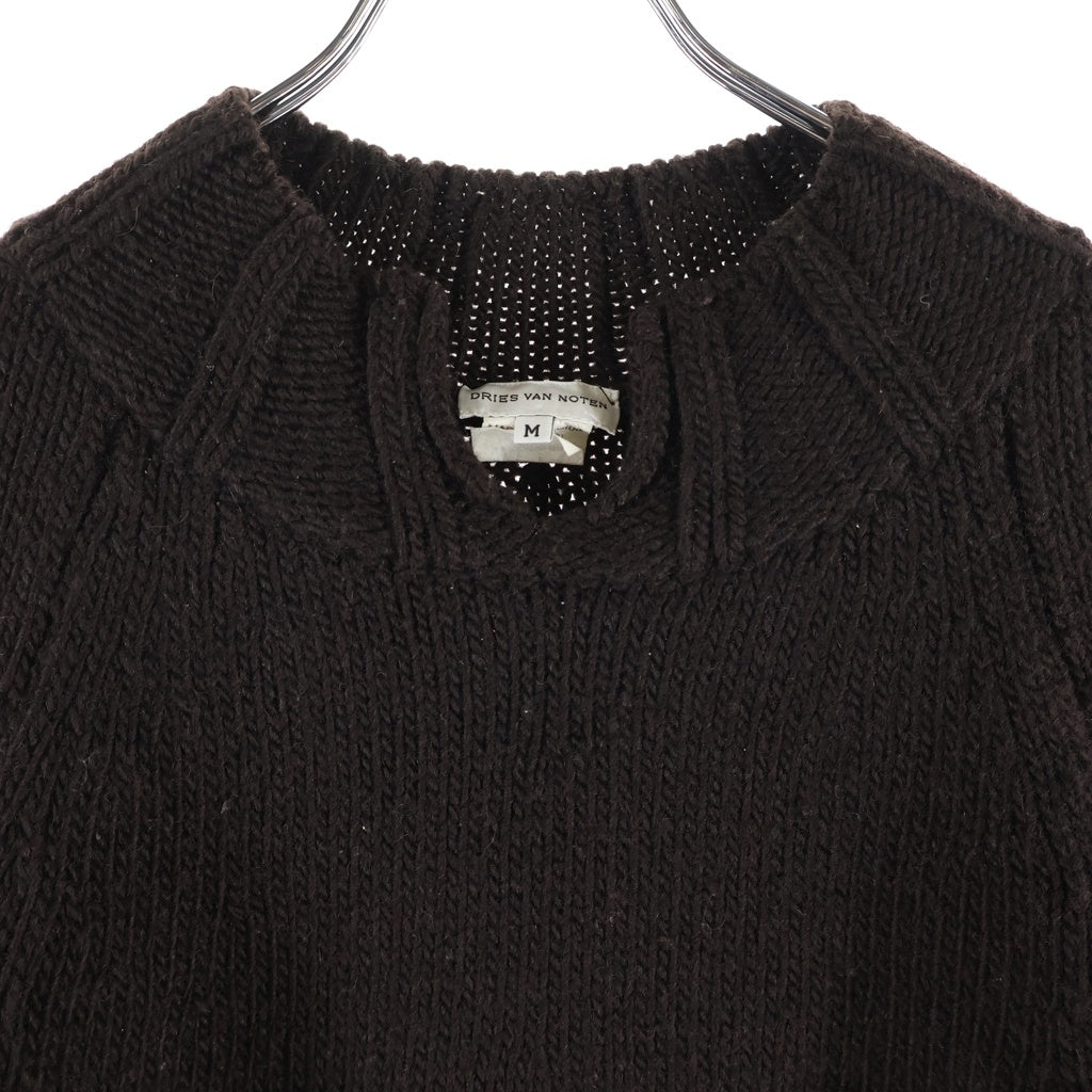 DRIES VAN NOTEN(ドリスヴァンノッテン) 90s ライカ期 アーカイブ ショート丈 ウール 長袖セーター ブラウン 3951-6011