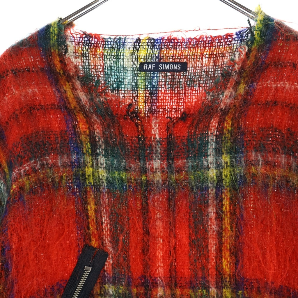 RAF SIMONS(ラフシモンズ) 97AW ARCHIVE アーカイブ タータンチェック ウール モヘア ニット 長袖セーター レッド