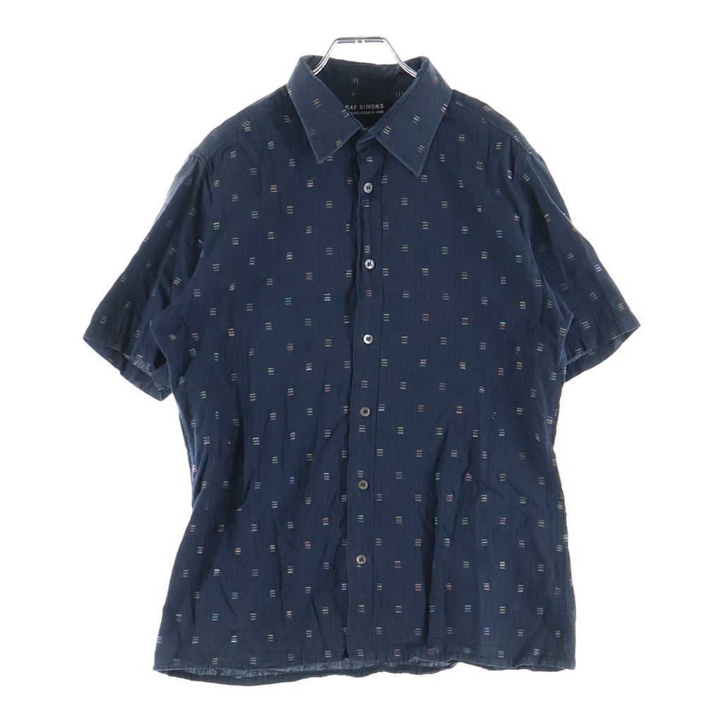 RAF SIMONS(ラフシモンズ) 00SS SUMMA CUM LAUDE期 ダッシュスクラッチ柄 半袖シャツ ネイビー