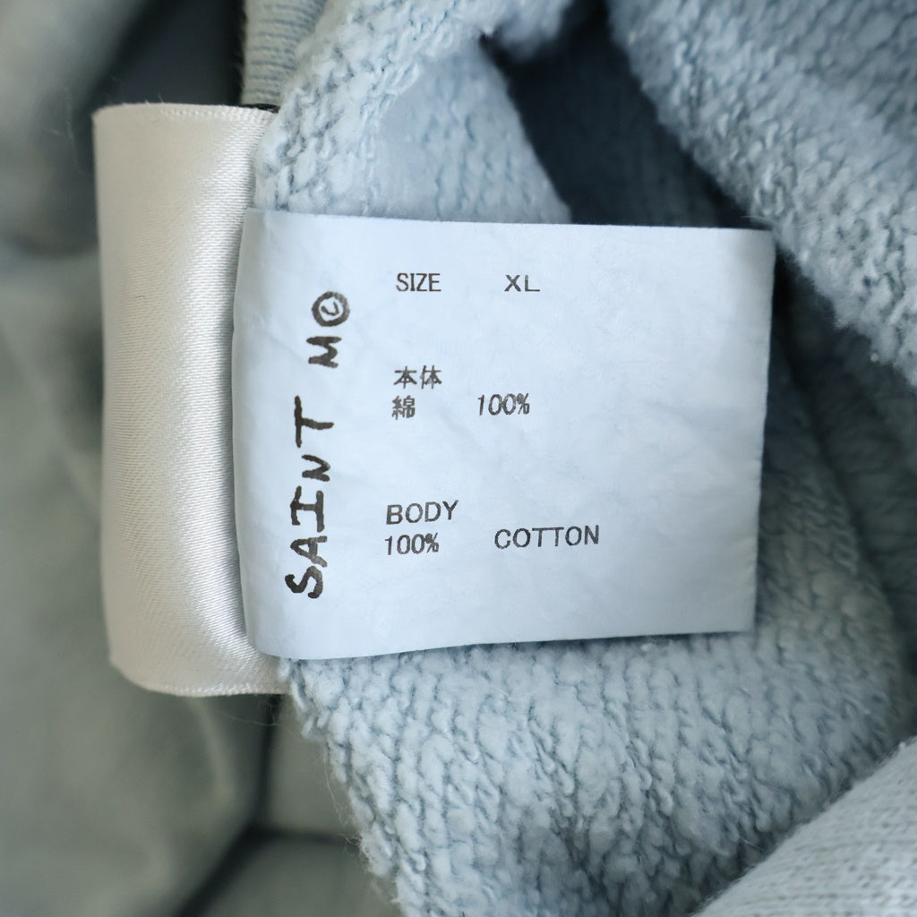 SAINT MICHAEL(セントマイケル) 25SS HOODIE RIBON SAINT 胸ロゴ スウェット プルオーバーパーカー ブルー SM-HR8-0000-048