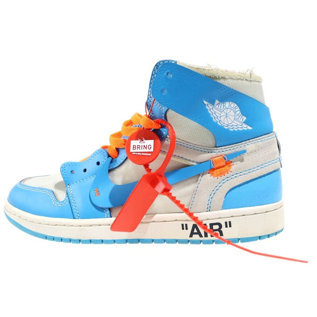NIKE(ナイキ) ×OFF-WHITE AIR JORDAN 1 POWDER BLUE UNC オフホワイト エアジョーダン1 パウダーブルー ハイカットスニーカー ホワイト/ブルー US8.5/26.5cm AQ0818-148