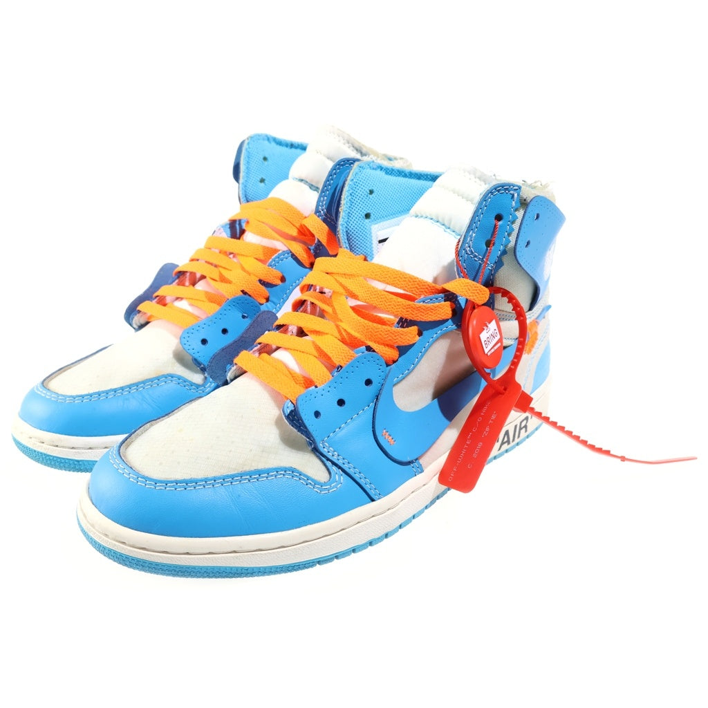 NIKE(ナイキ) ×OFF-WHITE AIR JORDAN 1 POWDER BLUE UNC オフホワイト エアジョーダン1 パウダーブルー ハイカットスニーカー ホワイト/ブルー US8.5/26.5cm AQ0818-148