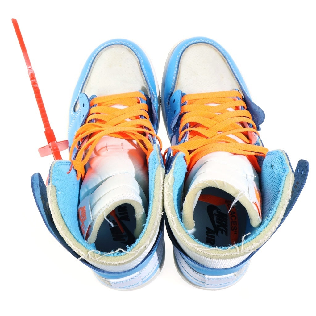 NIKE(ナイキ) ×OFF-WHITE AIR JORDAN 1 POWDER BLUE UNC オフホワイト エアジョーダン1 パウダーブルー ハイカットスニーカー ホワイト/ブルー US8.5/26.5cm AQ0818-148