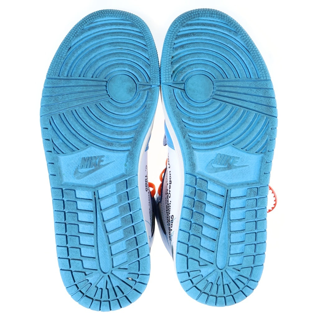 NIKE(ナイキ) ×OFF-WHITE AIR JORDAN 1 POWDER BLUE UNC オフホワイト エアジョーダン1 パウダーブルー ハイカットスニーカー ホワイト/ブルー US8.5/26.5cm AQ0818-148