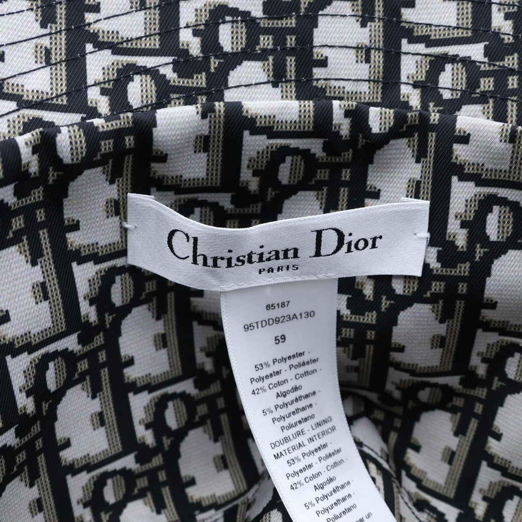 Christian Dior(クリスチャンディオール) オブリーク柄 バケットハット 帽子 ネイビー/グレー 95TDD923A130