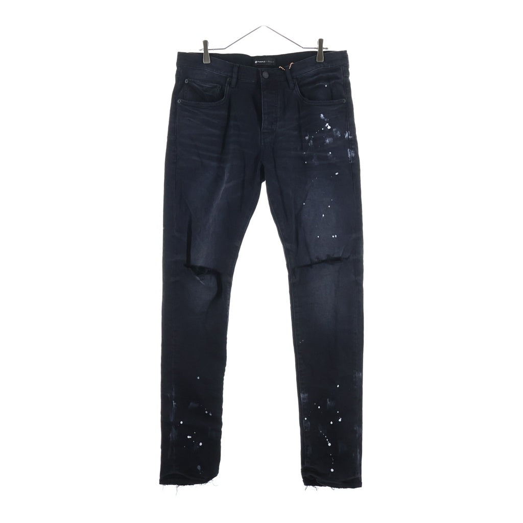 PURPLE BRAND(パープルブランド) SLIM FIT LOW RISE SKINYY ペイント加工 ローライズ スキニージーンズ デニムパンツ ブラック NO.P001