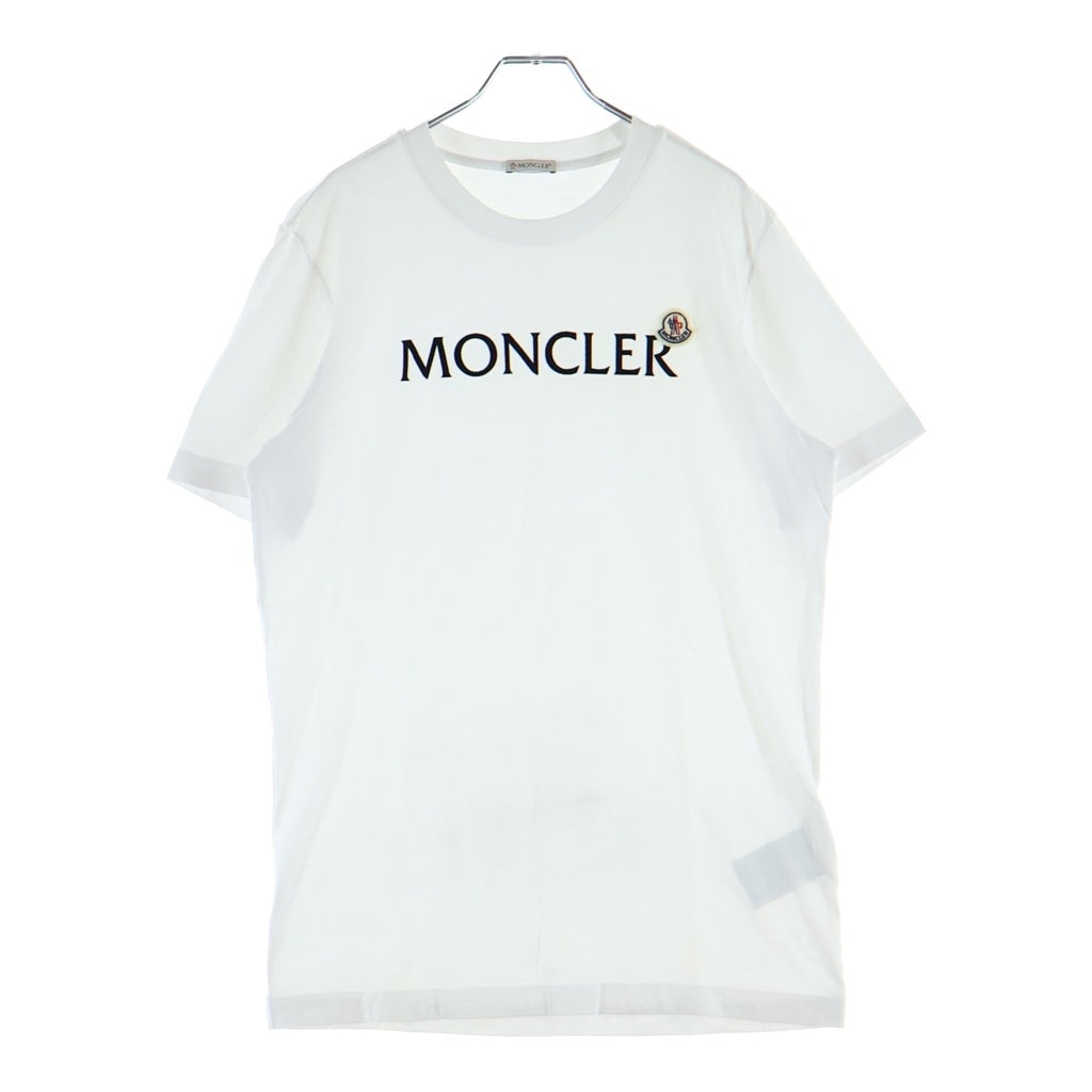MONCLER(モンクレール) 23AW フロッキーロゴ刺繍 クルーネック半袖Tシャツ カットソー ホワイト I20918C00047 8390T