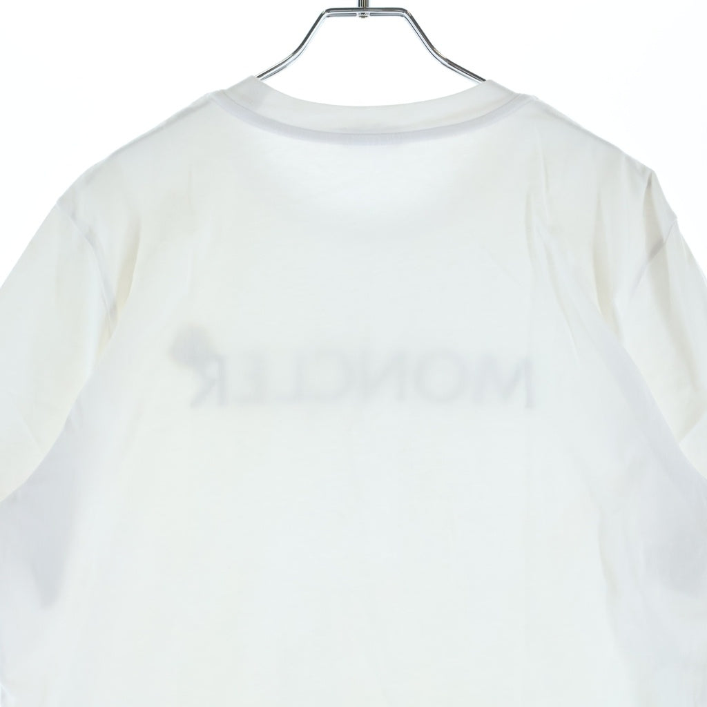 MONCLER(モンクレール) 23AW フロッキーロゴ刺繍 クルーネック半袖Tシャツ カットソー ホワイト I20918C00047 8390T