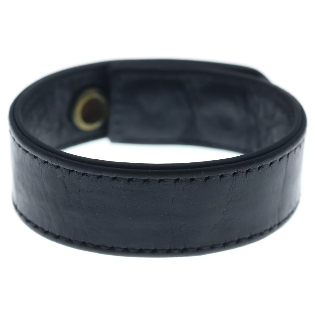 CHROME HEARTS(クロムハーツ) 3BTN 2SNP クロスボール 3ボタン2スナップ レザーブレスレット ブラック/シルバー BCA123