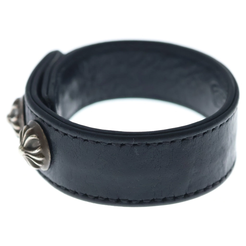 CHROME HEARTS(クロムハーツ) 3BTN 2SNP クロスボール 3ボタン2スナップ レザーブレスレット ブラック/シルバー BCA123