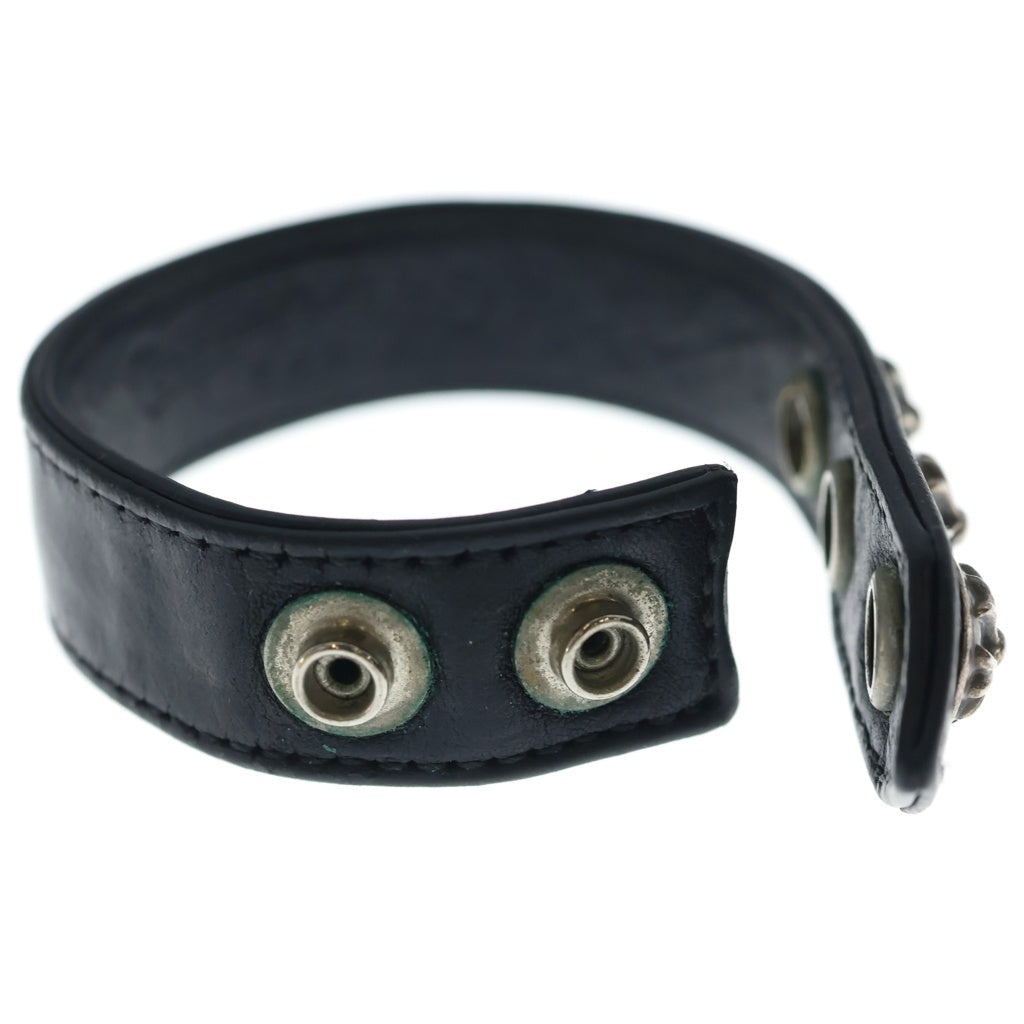 CHROME HEARTS(クロムハーツ) 3BTN 2SNP クロスボール 3ボタン2スナップ レザーブレスレット ブラック/シルバー BCA123