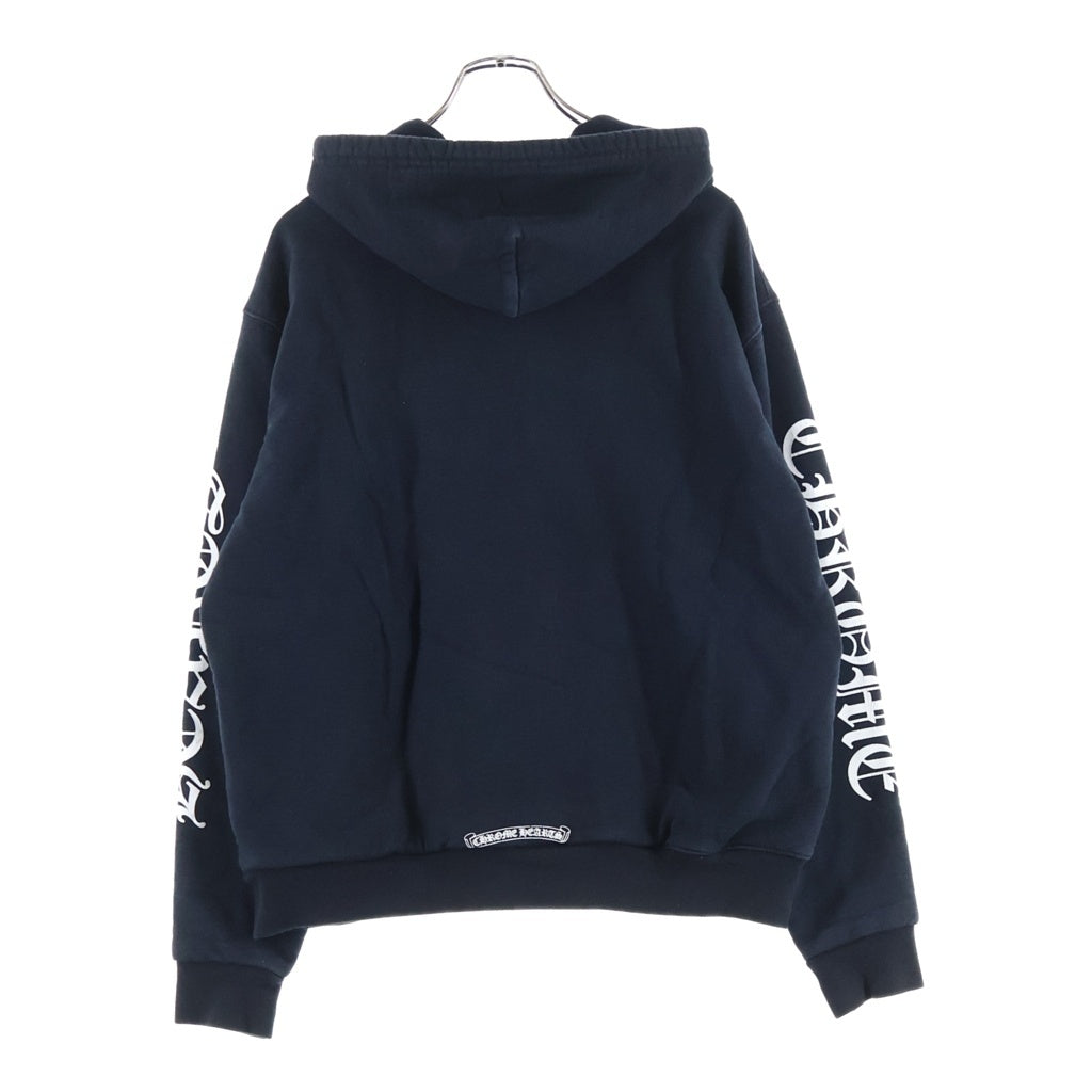CHROME HEARTS(クロムハーツ) THERMAL SWTSHRT HD ZIP 裏地サーマル ロゴプリント ダガージップアップパーカー フーディー ブラック