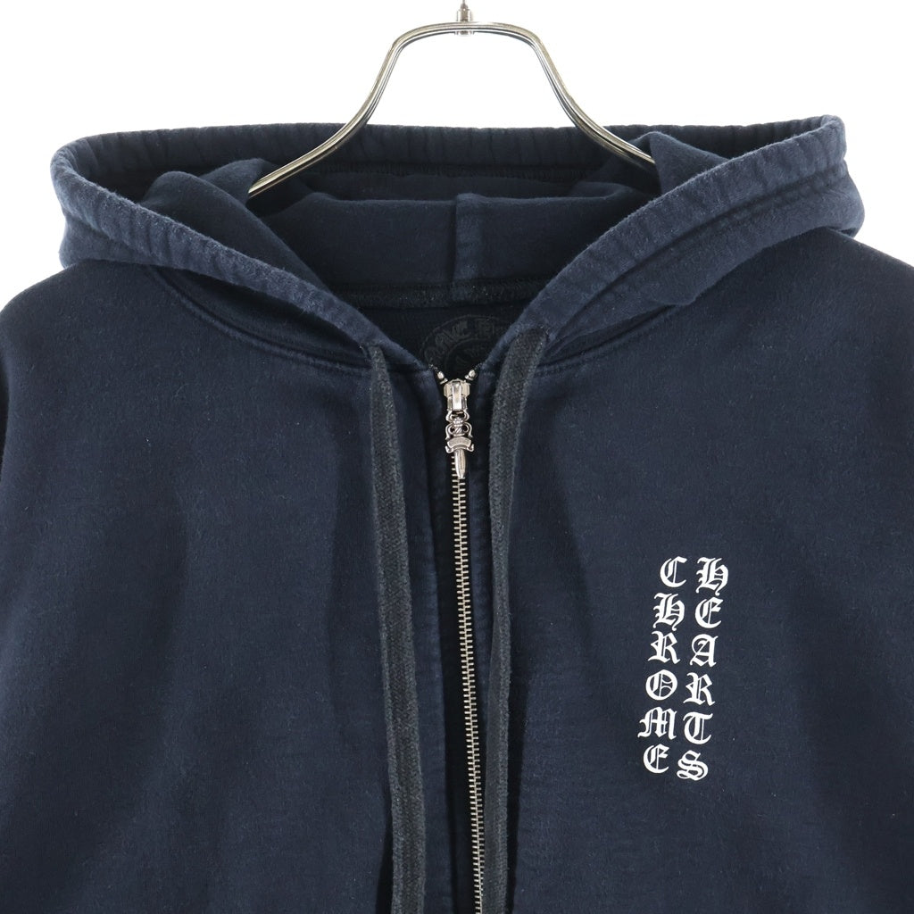 CHROME HEARTS(クロムハーツ) THERMAL SWTSHRT HD ZIP 裏地サーマル ロゴプリント ダガージップアップパーカー フーディー ブラック
