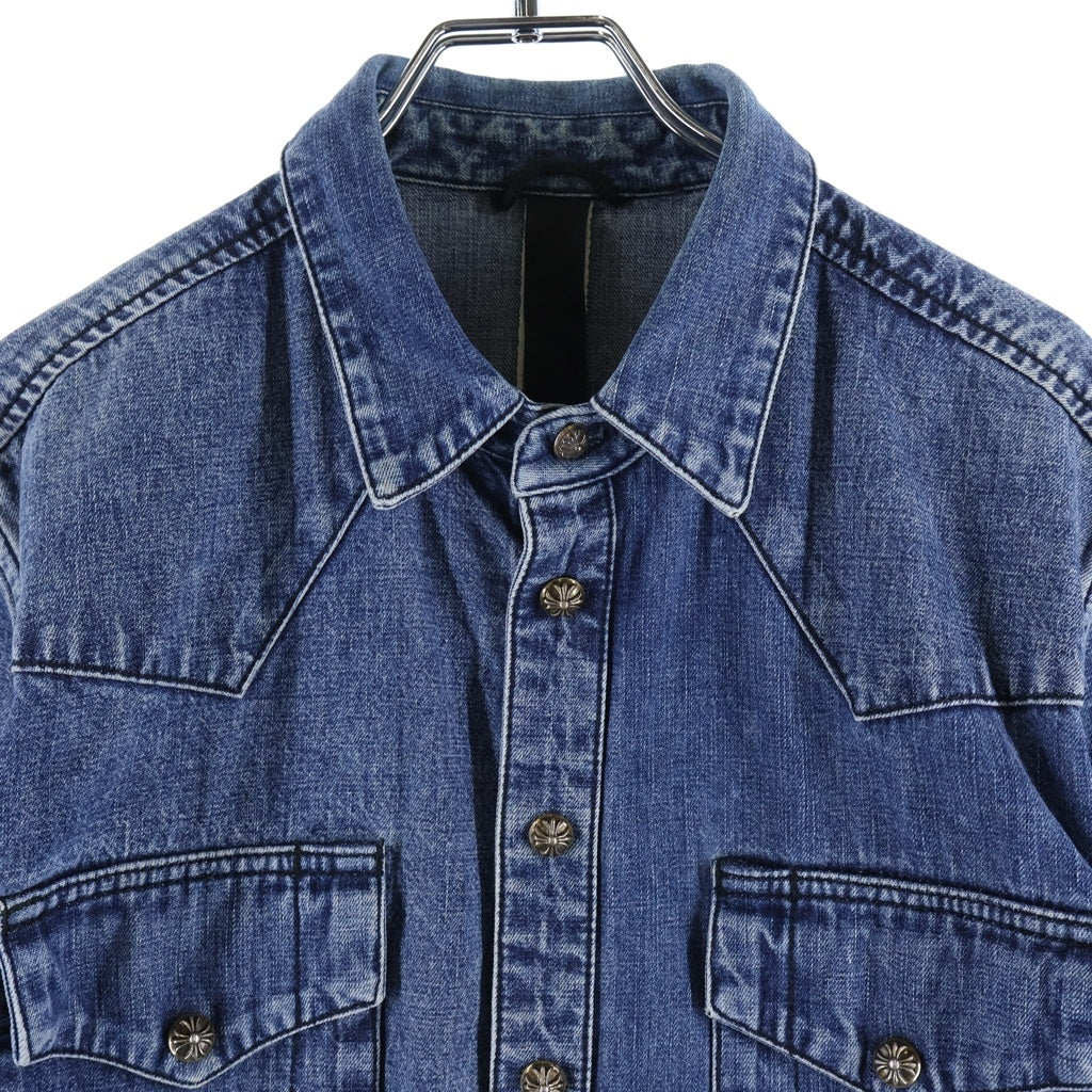 CHROME HEARTS(クロムハーツ) DENIM WESTERN 袖クロスパッチ デニム ウェスタンシャツ 長袖シャツ インディゴ