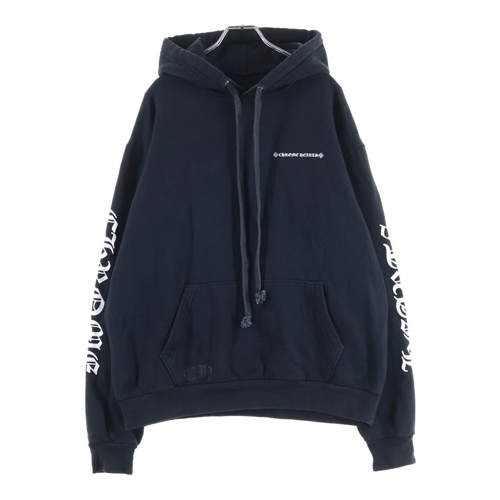 CHROME HEARTS(クロムハーツ) Cross Tire Track Pullover Hoodie バックセメタリークロス タイヤトラック プルオーバーフーディー パーカー ブラック